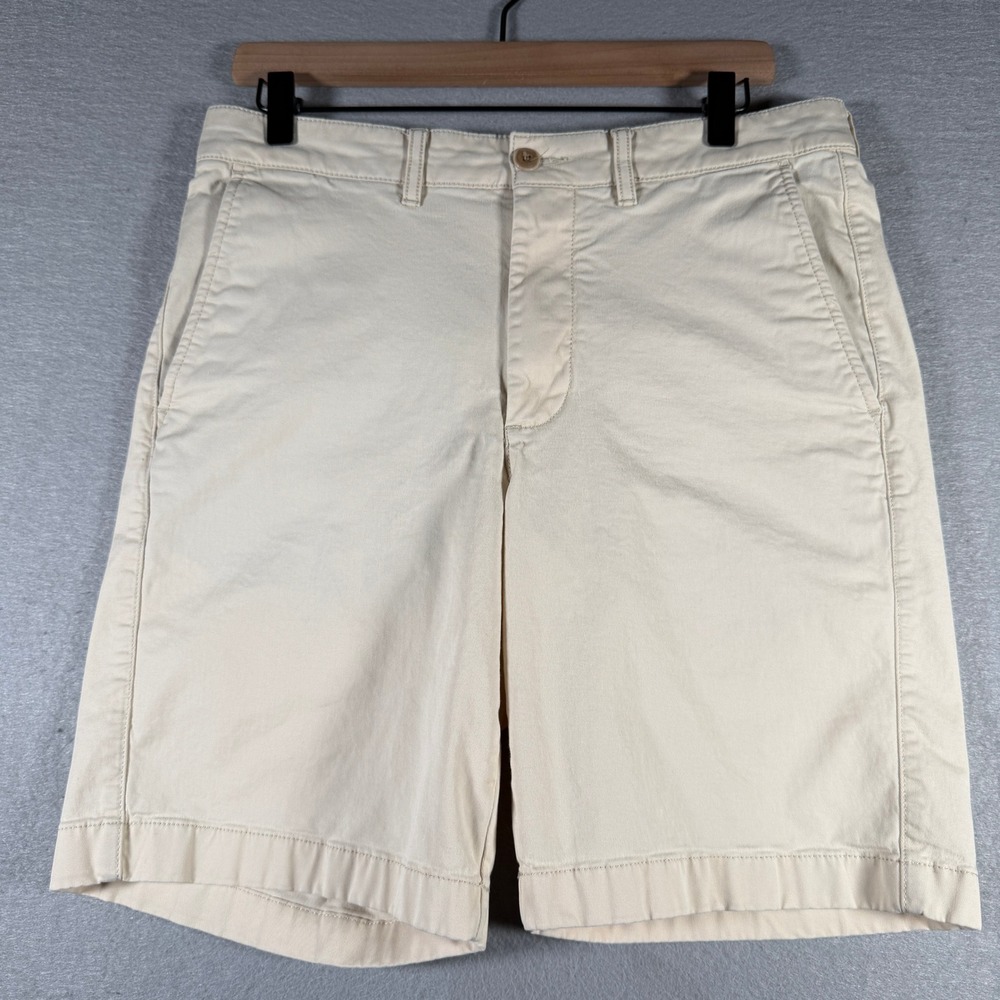 LL Bean Standard‎ Fit Chino Shorts Mens 32 Cream Beige Cotton Stretch 503788 9in